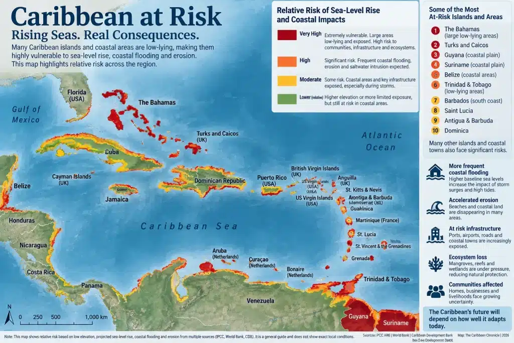 Caribbean Map Flooding danger