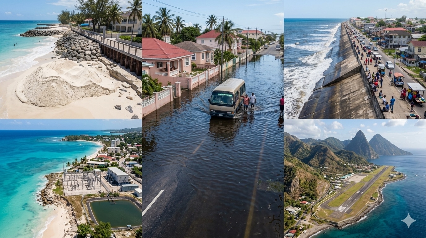 Coastal protection measures against rising seas in the Caribbean