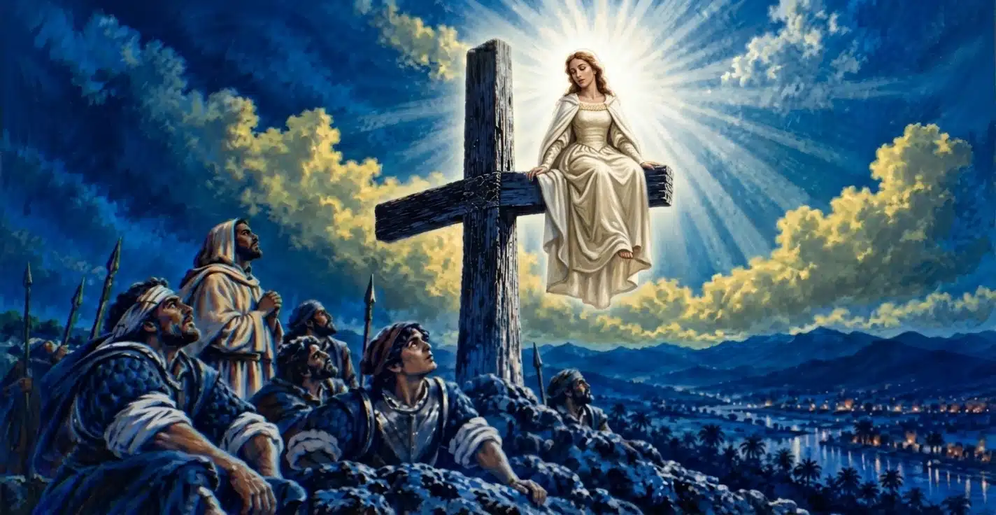 White woman on Columbus's cross.